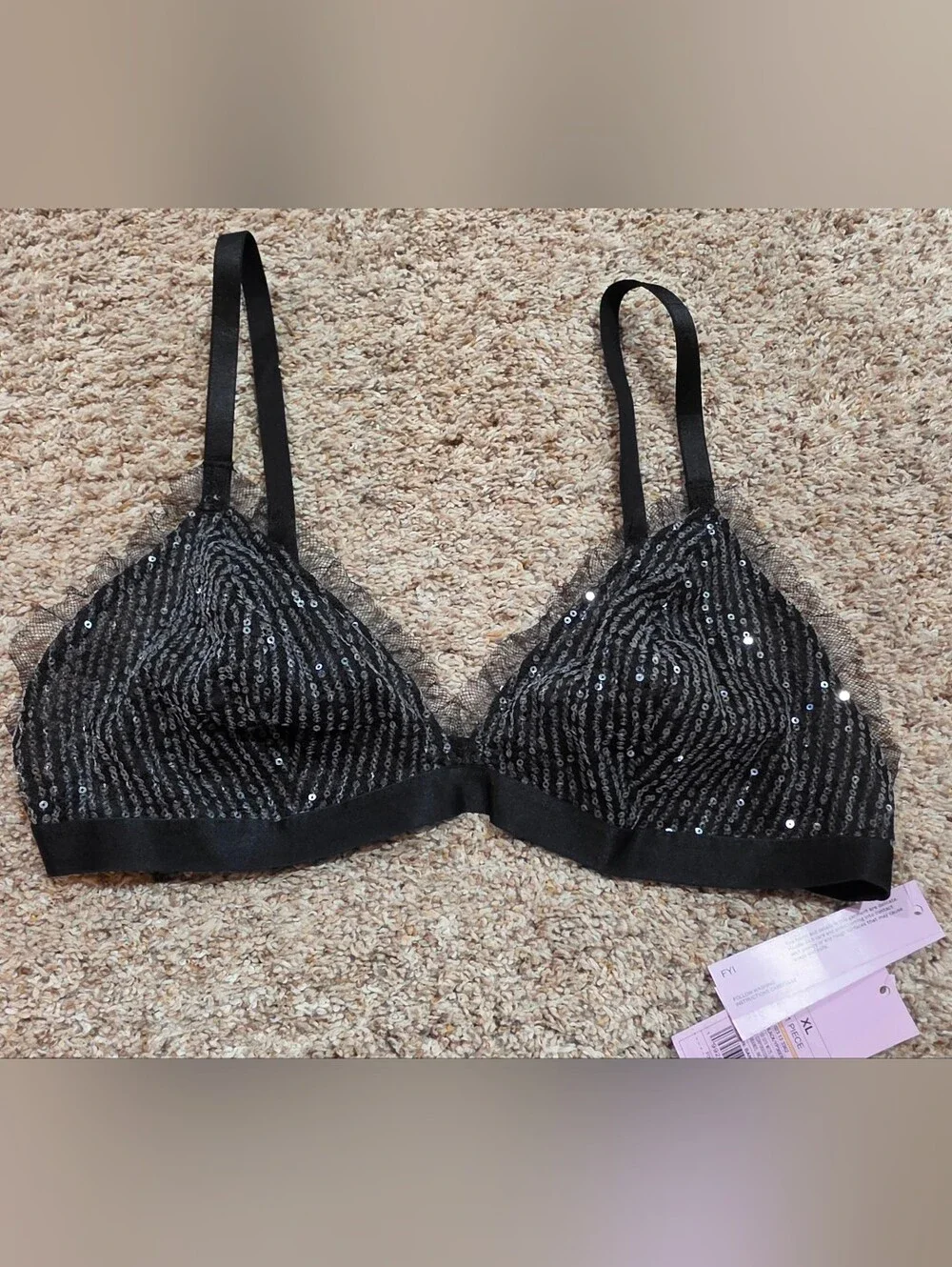 Wild Fable Black Lace & Sequin Bralette XLarge New